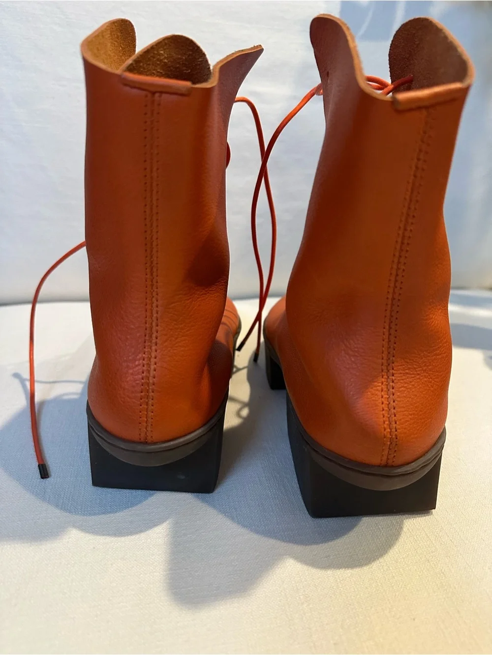 Trippen Women's Platform Lace-Up Boot in Vibrant Orange